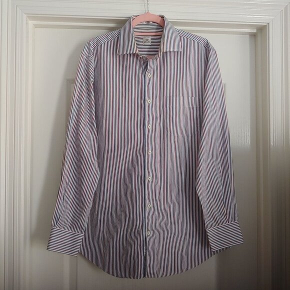 Peter Millar Stripe Cotton Button Down Preppy Business Office Shirt L - Picture 1 of 9